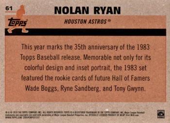 2018 Topps - 1983 Topps Baseball 35th Anniversary Chrome Silver Pack #61 Nolan Ryan Back
