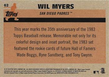 2018 Topps - 1983 Topps Baseball 35th Anniversary Chrome Silver Pack #62 Wil Myers Back