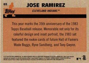 2018 Topps - 1983 Topps Baseball 35th Anniversary Chrome Silver Pack #65 Jose Ramirez Back