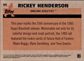 2018 Topps - 1983 Topps Baseball 35th Anniversary Chrome Silver Pack #66 Rickey Henderson Back