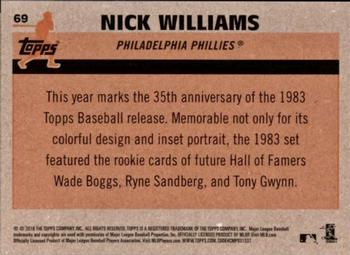 2018 Topps - 1983 Topps Baseball 35th Anniversary Chrome Silver Pack #69 Nick Williams Back