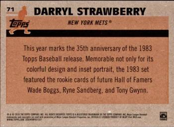 2018 Topps - 1983 Topps Baseball 35th Anniversary Chrome Silver Pack #71 Darryl Strawberry Back