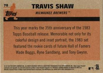 2018 Topps - 1983 Topps Baseball 35th Anniversary Chrome Silver Pack #78 Travis Shaw Back