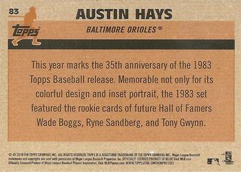 2018 Topps - 1983 Topps Baseball 35th Anniversary Chrome Silver Pack #83 Austin Hays Back