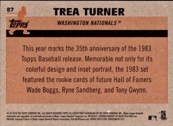 2018 Topps - 1983 Topps Baseball 35th Anniversary Chrome Silver Pack #87 Trea Turner Back