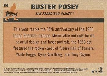 2018 Topps - 1983 Topps Baseball 35th Anniversary Chrome Silver Pack #96 Buster Posey Back