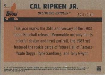 2018 Topps - 1983 Topps Baseball 35th Anniversary Chrome Silver Pack Blue Refractor #6 Cal Ripken Jr. Back