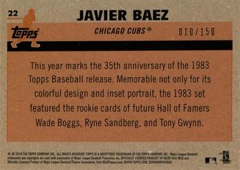 2018 Topps - 1983 Topps Baseball 35th Anniversary Chrome Silver Pack Blue Refractor #22 Javier Baez Back