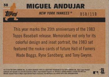 2018 Topps - 1983 Topps Baseball 35th Anniversary Chrome Silver Pack Blue Refractor #38 Miguel Andujar Back