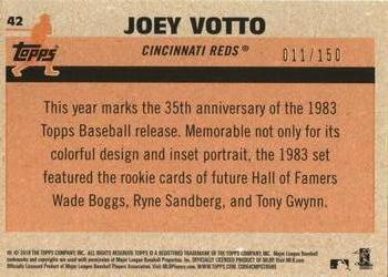 2018 Topps - 1983 Topps Baseball 35th Anniversary Chrome Silver Pack Blue Refractor #42 Joey Votto Back