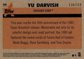 2018 Topps - 1983 Topps Baseball 35th Anniversary Chrome Silver Pack Blue Refractor #64 Yu Darvish Back