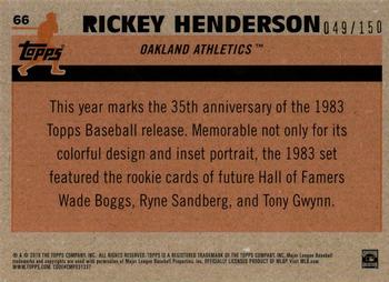 2018 Topps - 1983 Topps Baseball 35th Anniversary Chrome Silver Pack Blue Refractor #66 Rickey Henderson Back