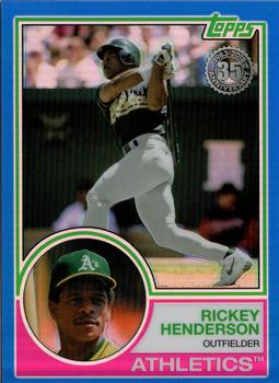 2018 Topps - 1983 Topps Baseball 35th Anniversary Chrome Silver Pack Blue Refractor #66 Rickey Henderson Front