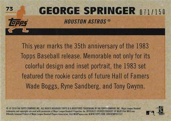 2018 Topps - 1983 Topps Baseball 35th Anniversary Chrome Silver Pack Blue Refractor #73 George Springer Back
