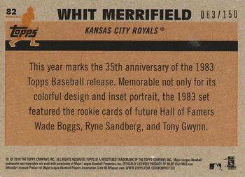 2018 Topps - 1983 Topps Baseball 35th Anniversary Chrome Silver Pack Blue Refractor #82 Whit Merrifield Back