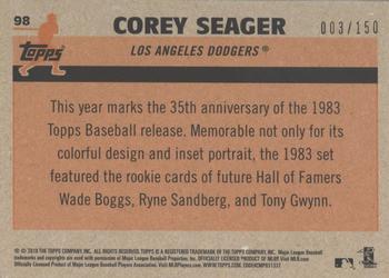 2018 Topps - 1983 Topps Baseball 35th Anniversary Chrome Silver Pack Blue Refractor #98 Corey Seager Back