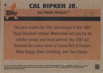 2018 Topps - 1983 Topps Baseball 35th Anniversary Chrome Silver Pack Green Refractor #6 Cal Ripken Jr. Back