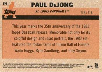 2018 Topps - 1983 Topps Baseball 35th Anniversary Chrome Silver Pack Green Refractor #34 Paul DeJong Back