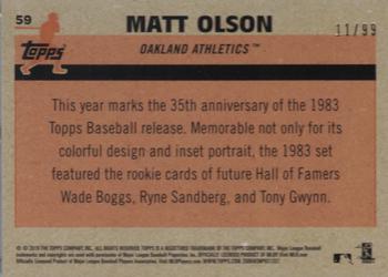 2018 Topps - 1983 Topps Baseball 35th Anniversary Chrome Silver Pack Green Refractor #59 Matt Olson Back