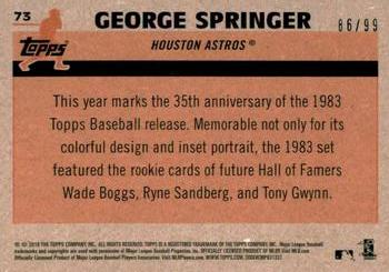 2018 Topps - 1983 Topps Baseball 35th Anniversary Chrome Silver Pack Green Refractor #73 George Springer Back