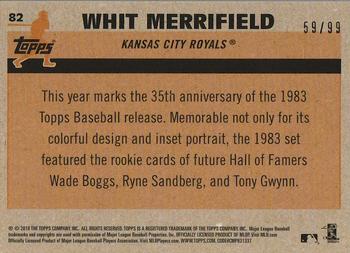 2018 Topps - 1983 Topps Baseball 35th Anniversary Chrome Silver Pack Green Refractor #82 Whit Merrifield Back