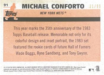 2018 Topps - 1983 Topps Baseball 35th Anniversary Chrome Silver Pack Green Refractor #91 Michael Conforto Back