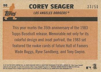 2018 Topps - 1983 Topps Baseball 35th Anniversary Chrome Silver Pack Gold Refractor #98 Corey Seager Back