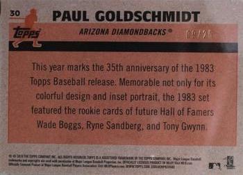 2018 Topps - 1983 Topps Baseball 35th Anniversary Chrome Silver Pack Orange Refractor #30 Paul Goldschmidt Back