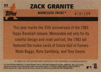 2018 Topps - 1983 Topps Baseball 35th Anniversary Chrome Silver Pack Autographs #32 Zack Granite Back