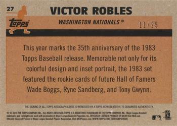 2018 Topps - 1983 Topps Baseball 35th Anniversary Chrome Silver Pack Autographs Orange Refractor #27 Victor Robles Back