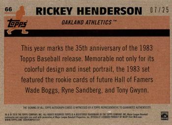 2018 Topps - 1983 Topps Baseball 35th Anniversary Chrome Silver Pack Autographs Orange Refractor #66 Rickey Henderson Back