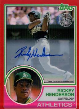 2018 Topps - 1983 Topps Baseball 35th Anniversary Chrome Silver Pack Autographs Red Refractor #66 Rickey Henderson Front