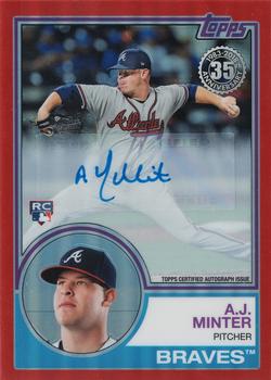 2018 Topps - 1983 Topps Baseball 35th Anniversary Chrome Silver Pack Autographs Red Refractor #81 A.J. Minter Front
