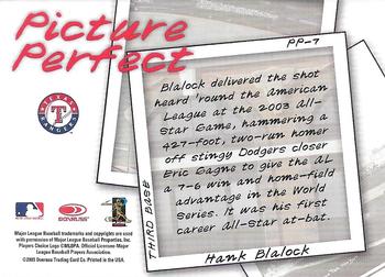 2004 Leaf - Picture Perfect #PP-7 Hank Blalock Back