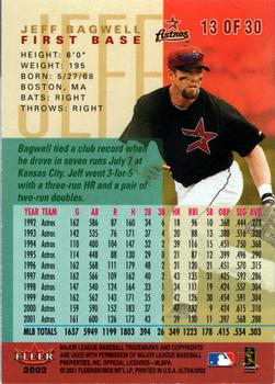 2002 Ultra Die Cast Cards #13 Jeff Bagwell Back