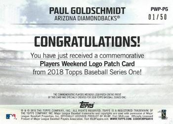 2018 Topps - Players Weekend Patch Gold #PWP-PG Paul Goldschmidt Back
