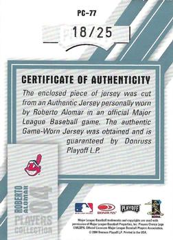 2004 Leaf - Players Collection Jersey Platinum #PC-77 Roberto Alomar Back