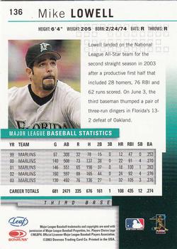 2004 Leaf - Second Edition #136 Mike Lowell Back