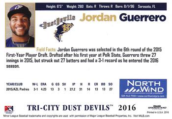 2016 Grandstand Tri-City Dust Devils #NNO Jordan Guerrero Back