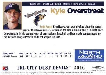 2016 Grandstand Tri-City Dust Devils #NNO Kyle Overstreet Back