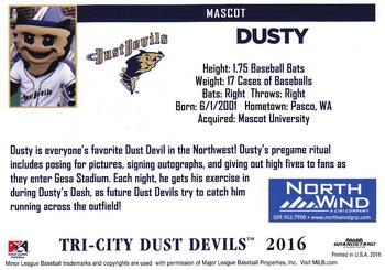 2016 Grandstand Tri-City Dust Devils #NNO Dusty Back