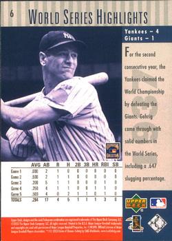 2003 Upper Deck Yankees 100th Anniversary #6 Lou Gehrig Back