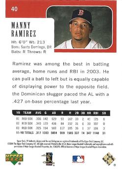 2004 SP Authentic - Silver #40 Manny Ramirez Back