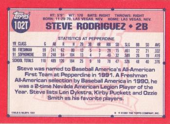 1991 Topps Traded #102T Steve Rodriguez Back