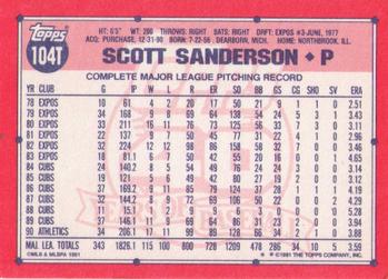 1991 Topps Traded #104T Scott Sanderson Back