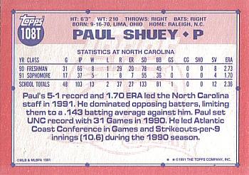 1991 Topps Traded #108T Paul Shuey Back