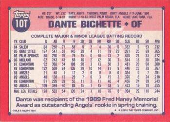 1991 Topps Traded #10T Dante Bichette Back