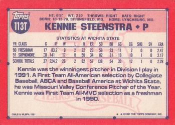 1991 Topps Traded #113T Kennie Steenstra Back
