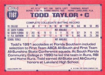 1991 Topps Traded #116T Todd Taylor Back
