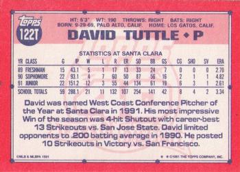 1991 Topps Traded #122T David Tuttle Back